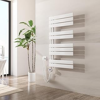 Heilmetz Badheizkörper Elektrisch 899 x 500 mm,Flach Bad Heizkörper mit Digitalem Thermostat,Elektrischer Handtuchheizkörper Handtuchwärmer mit Timer für Badezimmer,400 Watt Weiß