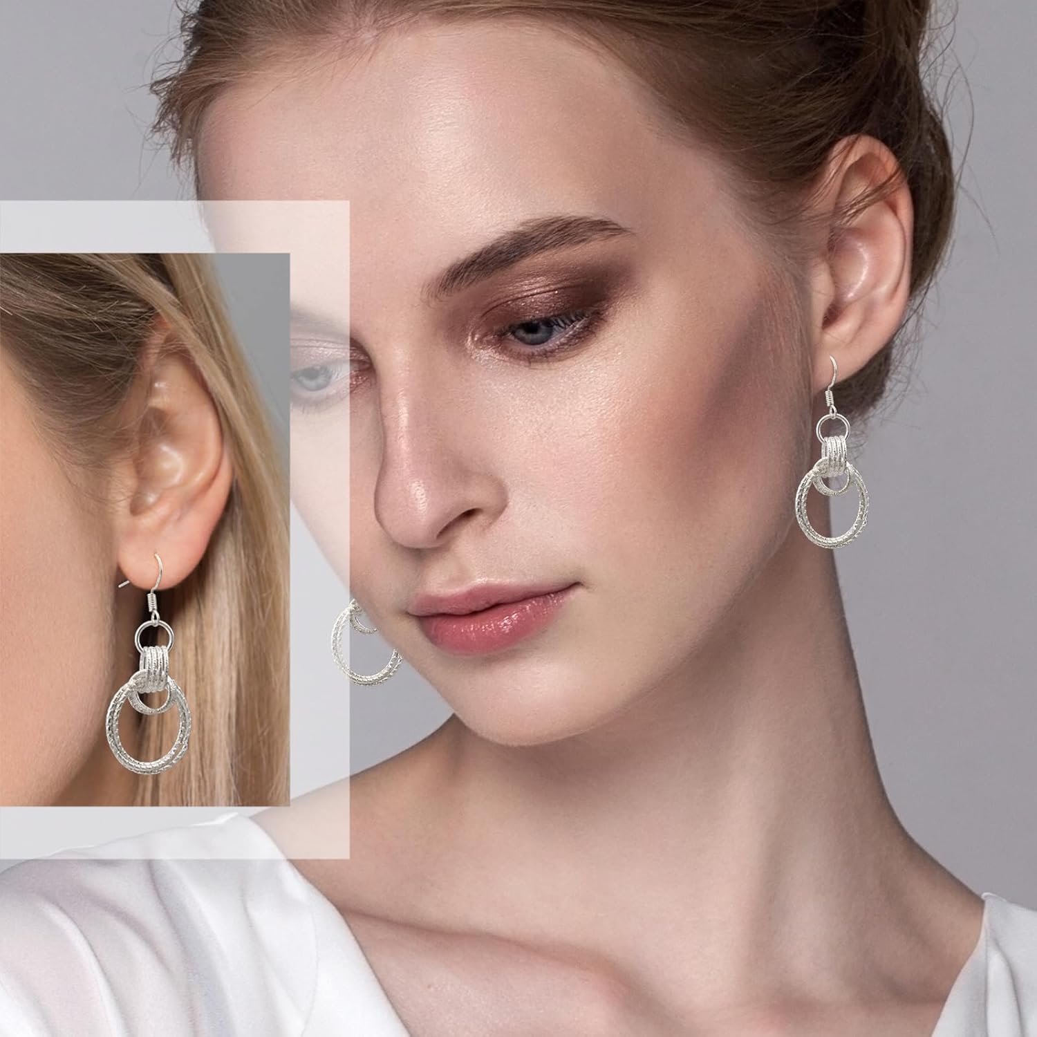 925 Sterling Silver Knot Round Circle Drop Earrings Dangle Statement Prom Earrings for Women - Image 2