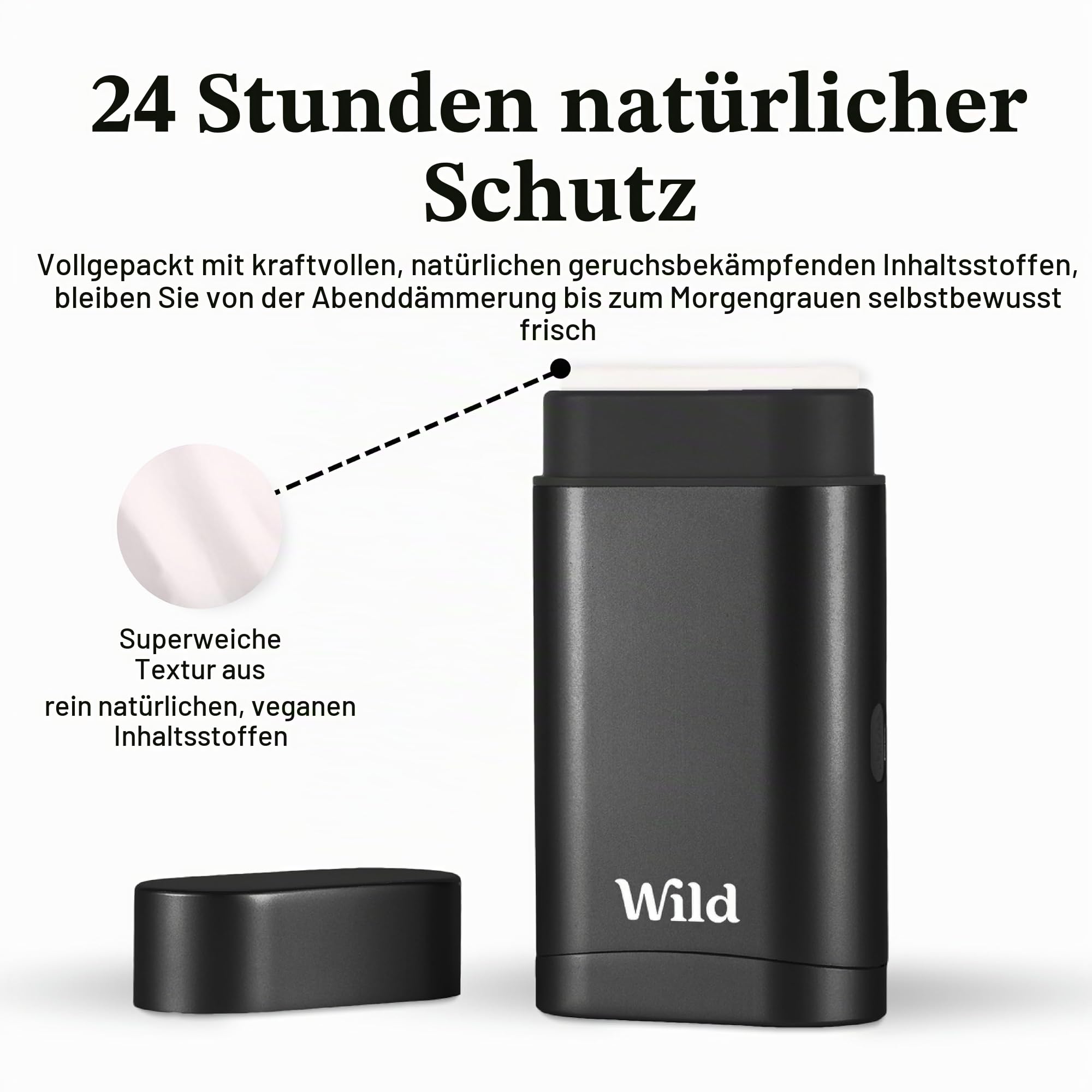 Wild – Nachfüllbares natürliches Deodorant Starterset für Männer – Aluminiumfrei – Schwarzes Case mit den Duftnoten Fresh Cotton & Sea Salt, Ocean Mist & Thunderstorm – Vegan (Packung mit 2)