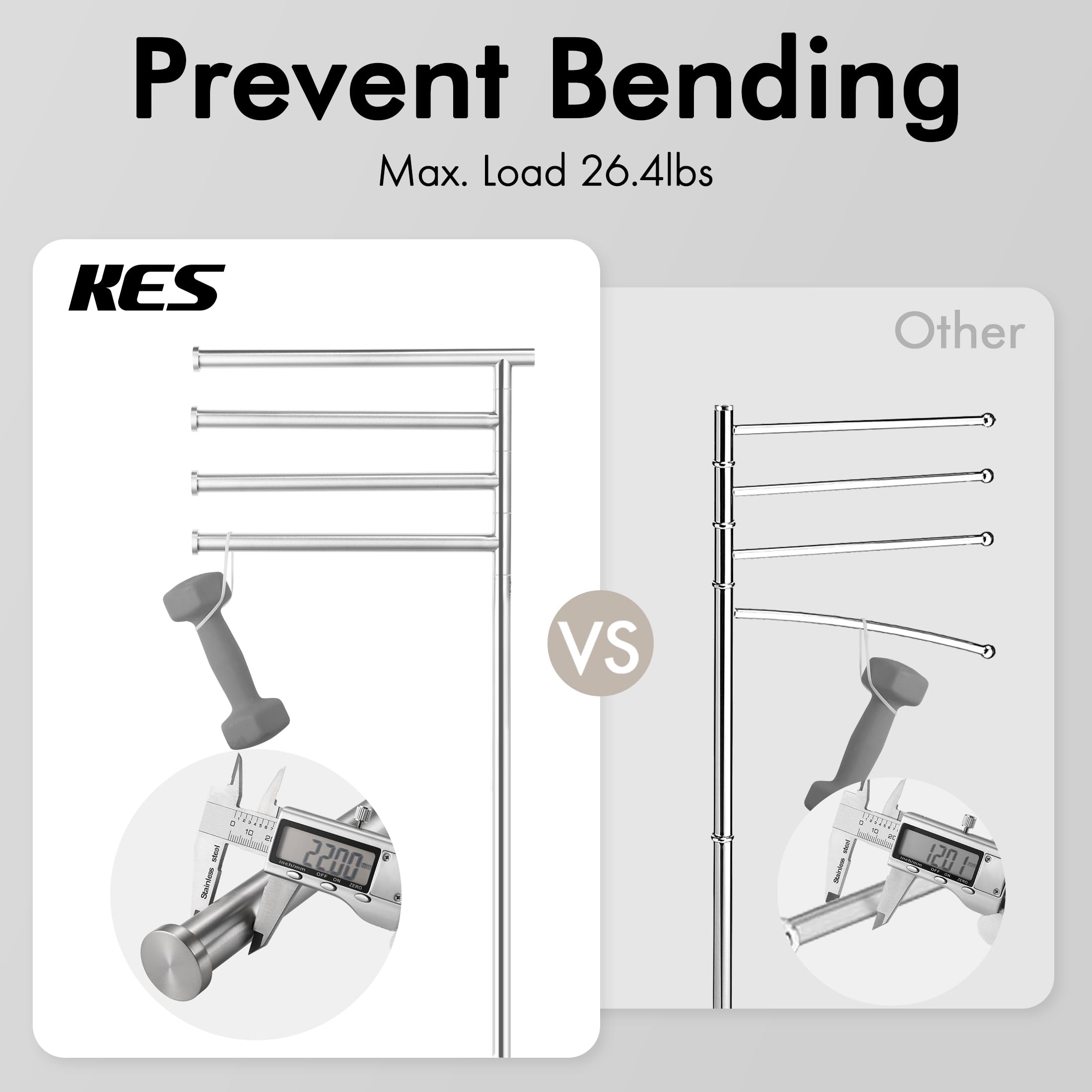 KES Bathroom Standing Towel Racks Floor, Free Standing 40.5Inch Swivel