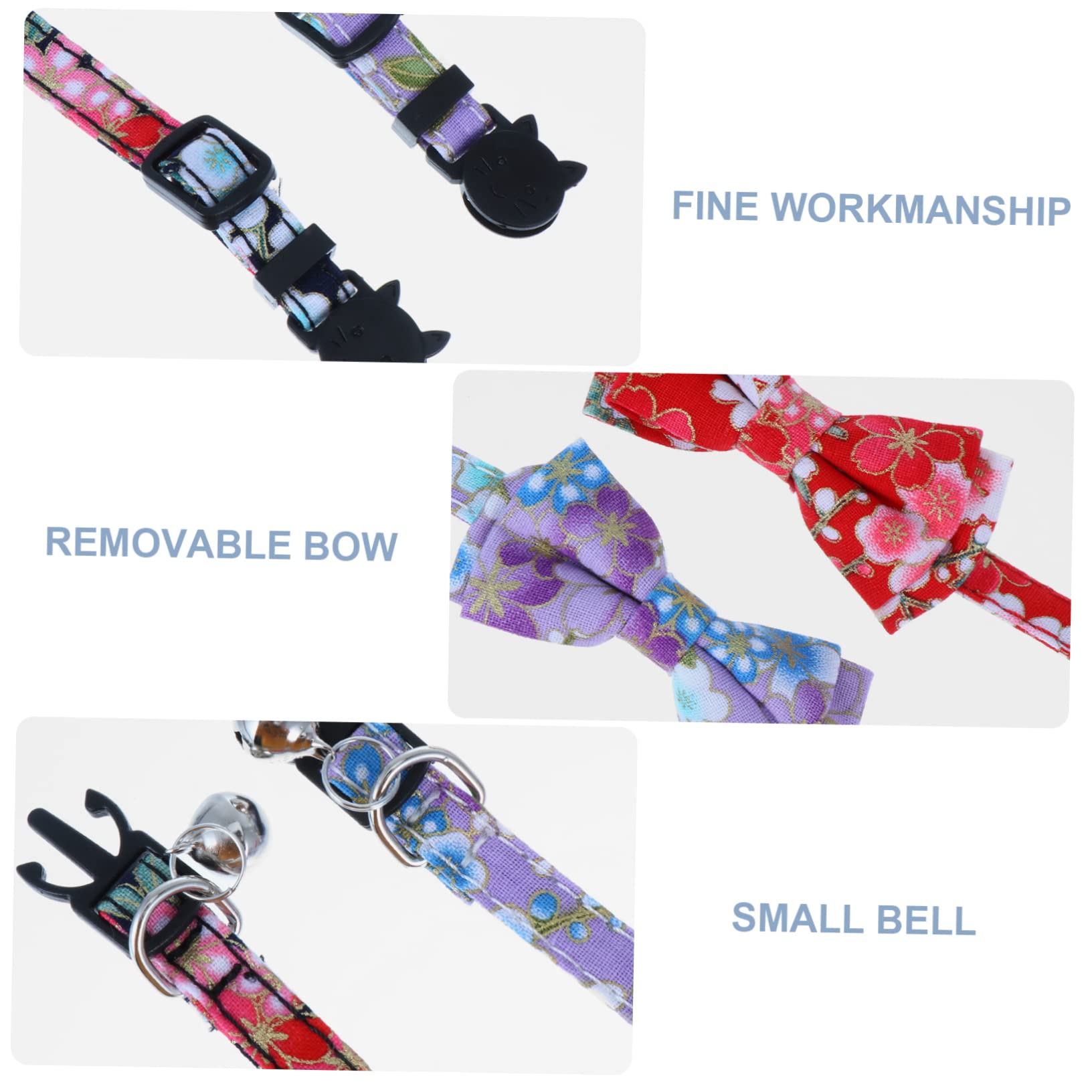INOOMP 9pièces Collier pour Chat Réglable avec Clochettes Et Nœud Lot de Fleurs Colorées Accessoire Doux pour Animaux De Compagnie