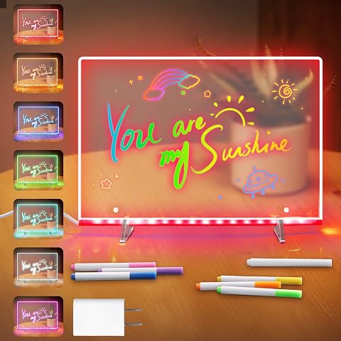 Dolanus Writing Message Letter Note LED Drawing Board for Kids Age 3-8 | Gifts for 3 4 5 6 7 8 Year Old Boys Girls, Whiteboard Toys School Cafe Home Office with 7 Colors Pen Light