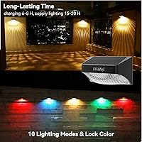 Vista 2 de Luces solares para valla, RGB de 10 modos de trabajo, luces solares para terraza, exteriores, impermeables, luces solares LED de pared