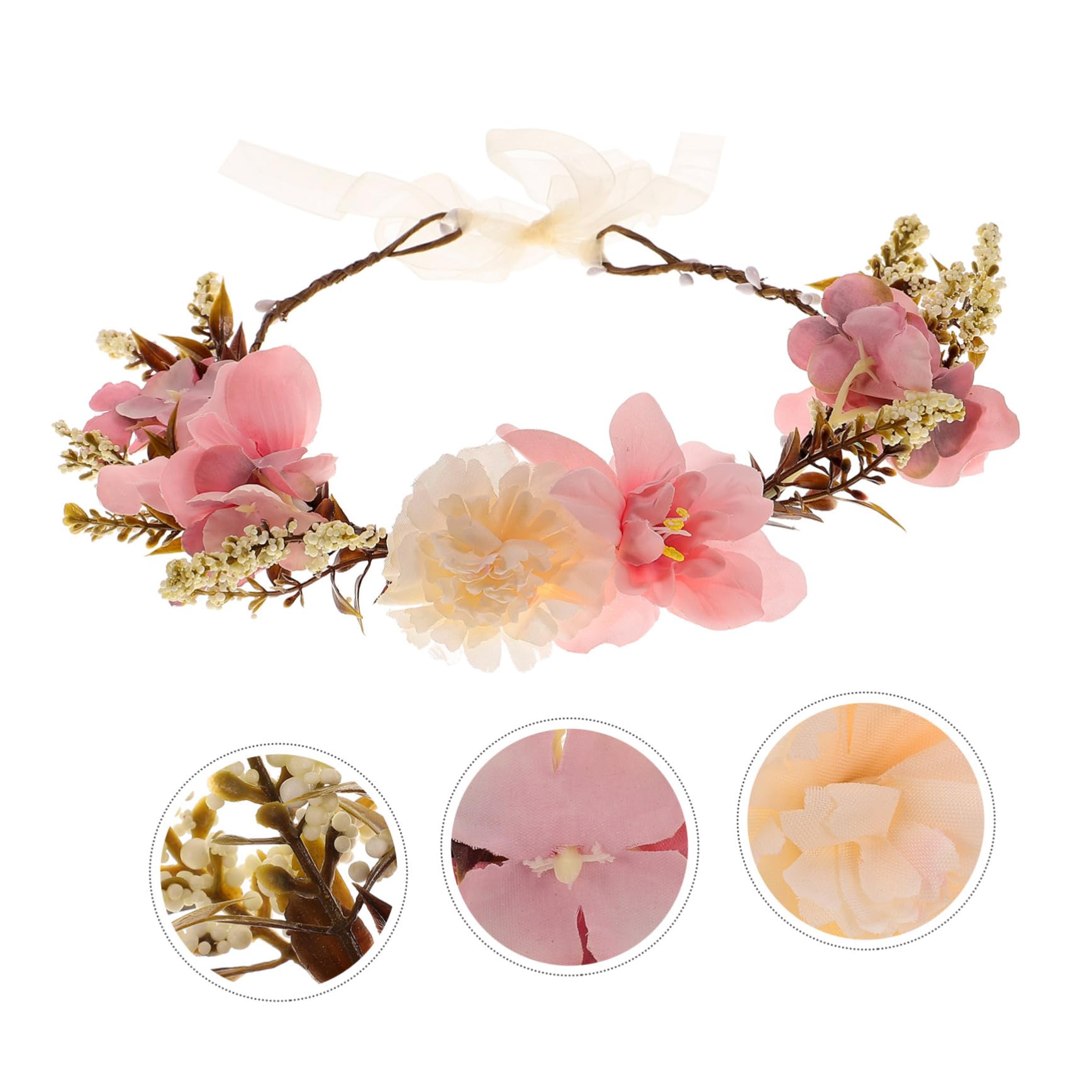 PACKOVE Couronne de Cheveux Accessoire Photo Pourpre en Tissu Confortable Élégant et Léger Bandeau à Fleurs pour Mariage et Vacances la Plage
