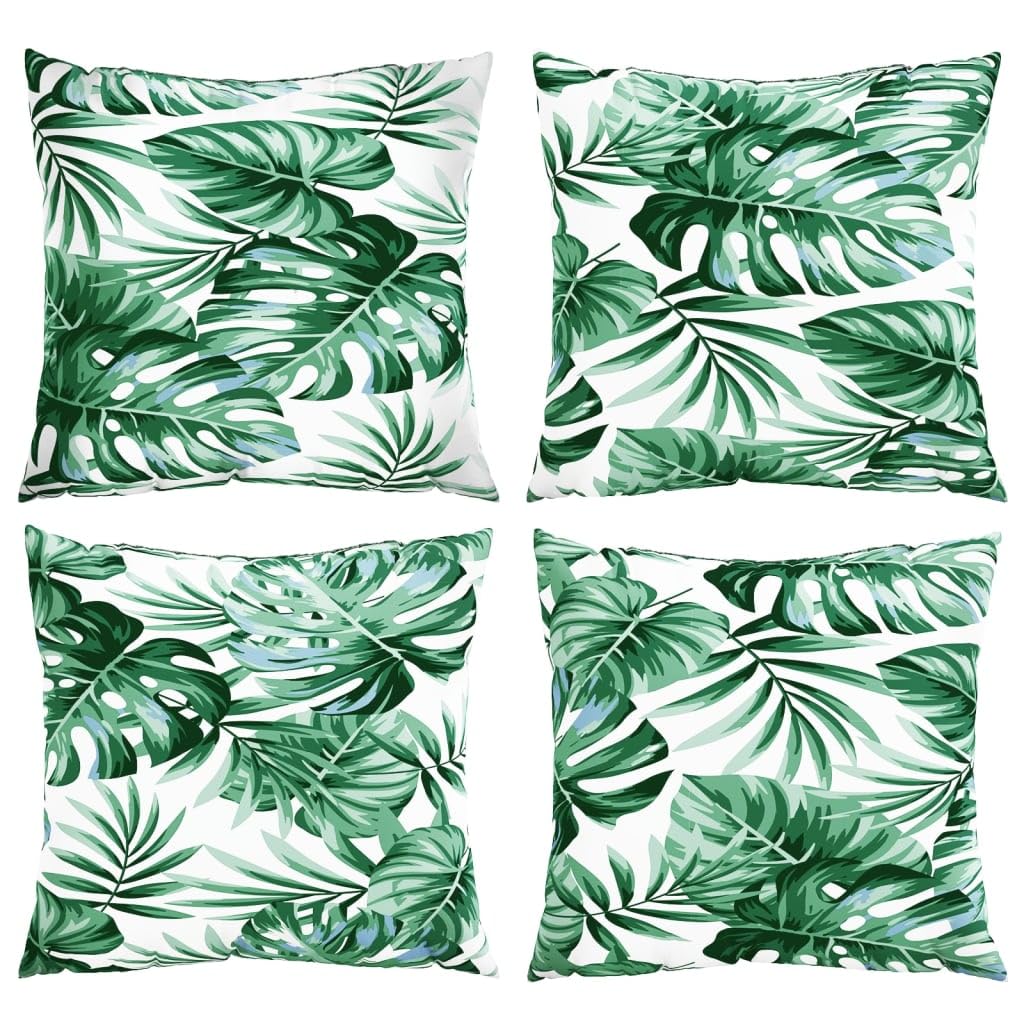 Set di 4 cuscini per divano da 60 x 60 cm, motivo a foglie, in poliestere, in fibra cava, impermeabili, per giardino, balcone, soggiorno