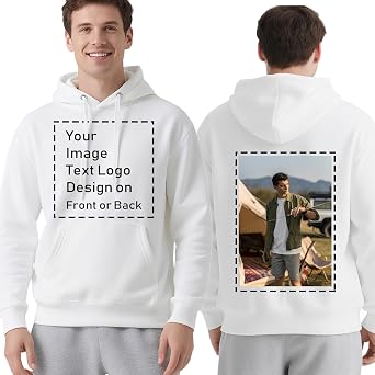 Custom Hoodies for Men & Women,Comfort Personalized Hooder Sweatshirt with Your Image Text Logo Design on Front or Back