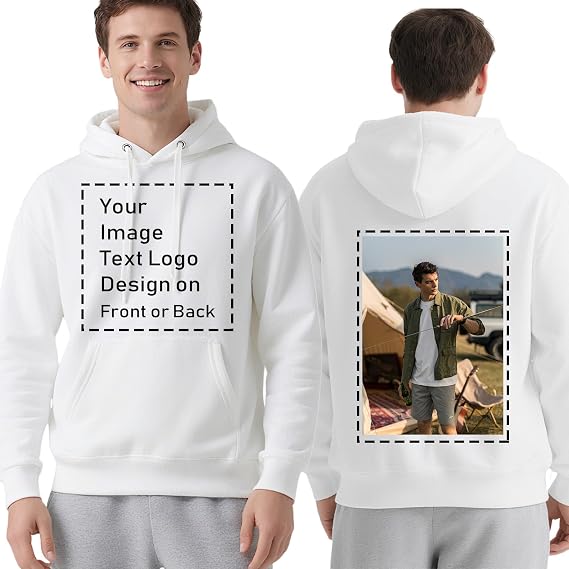 Custom Hoodies for Men & Women,Comfort Personalized Hooder Sweatshirt with Your Image Text Logo Design on Front or Back