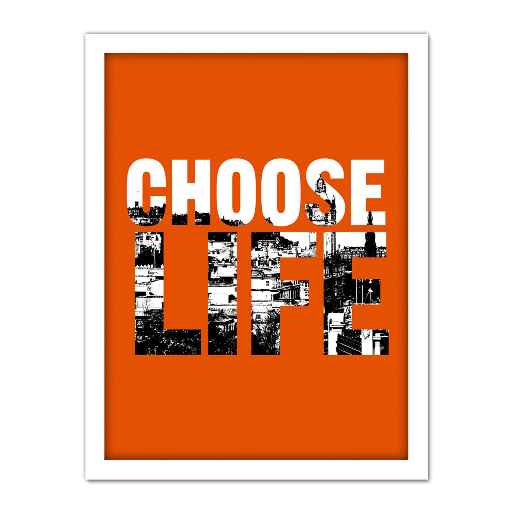 Wee Blue Coo Choose Life Trainspotting Edinburgh Scotland Artwork Framed Wall Art Print 18X24 Inch