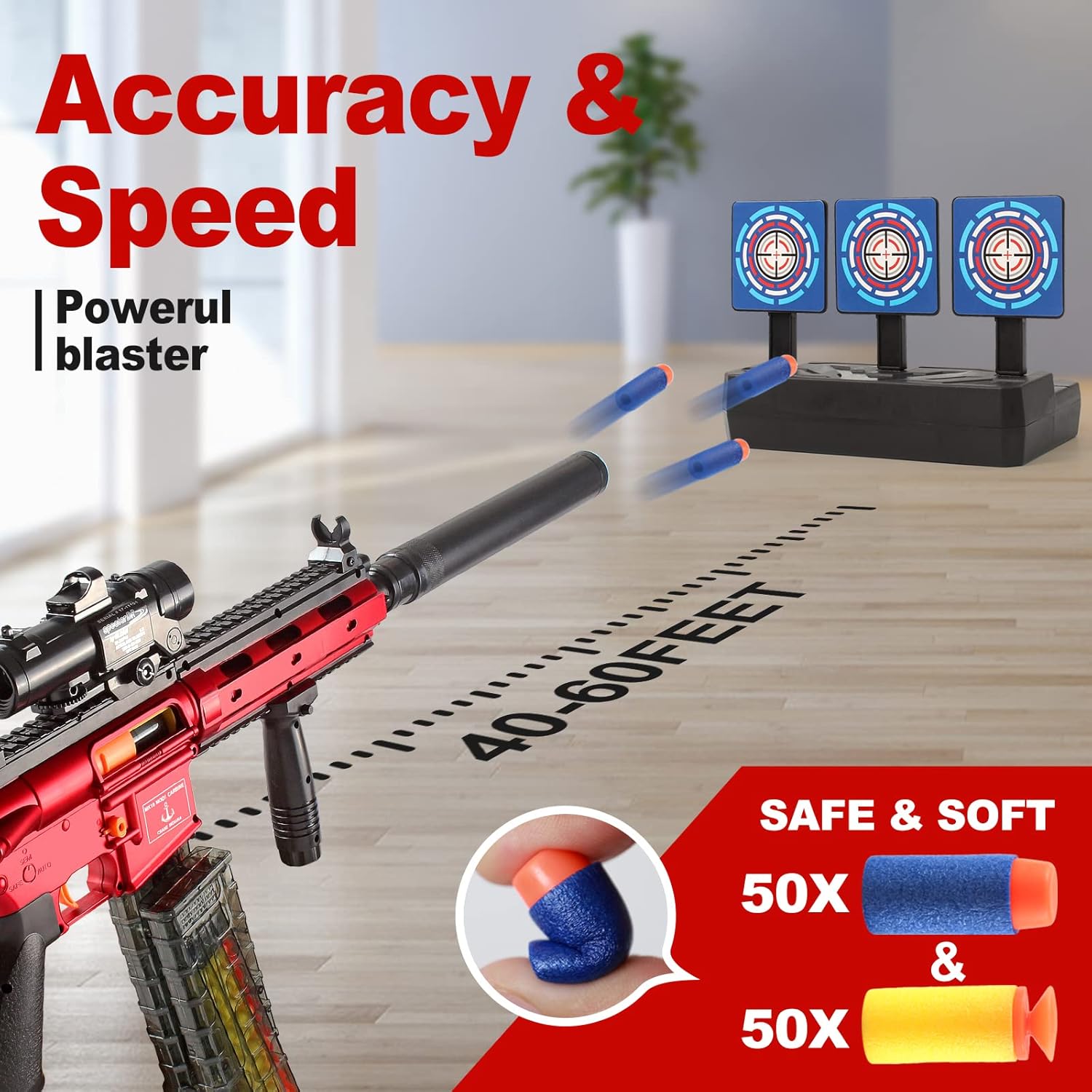 Automatic Toy Guns for Nerf Guns Automatic Machine Gun, M416 Auto-Manual Toy Foam Blasters & Guns with 100 Bullets, Shooting Games Toys for kids with Scope - Toys for 6 Year Old Boys & Girls Christmas : Toys & Games