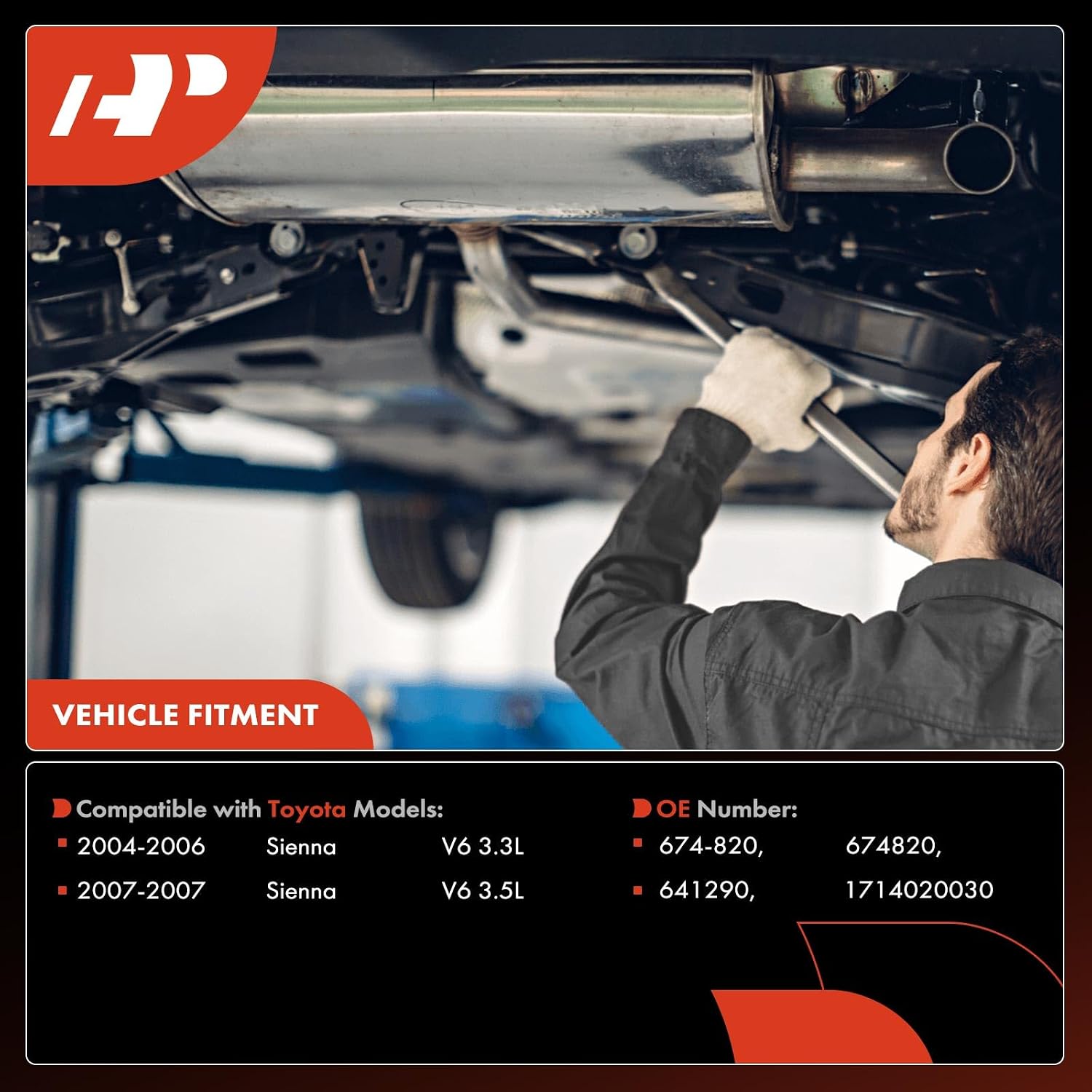 A-Premium Rear Exhaust Manifold Catalytic Converter Kit Direct-Fit Compatible with Toyota Sienna 2004 2005 2006 2007, 3.5L, FWD, EPA Compliant, Replace# 1714020030