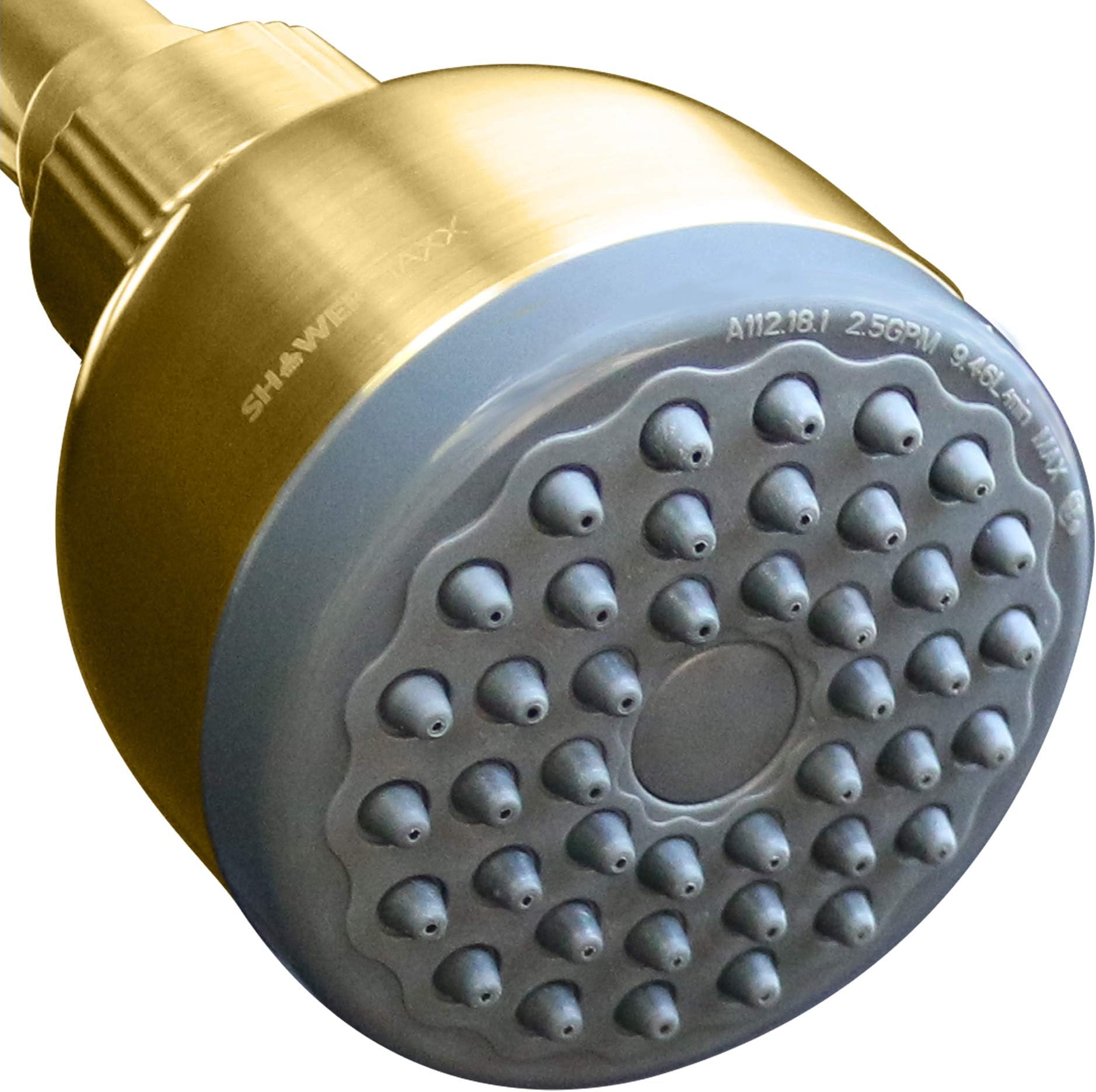 Elevate Your Shower with Ultra High Pressure 3-Inch Shower Head: Single Setting, Powerful Jets, Polished Brass - ImperialShine Gold Finish Showerhead for MAXX Comfort