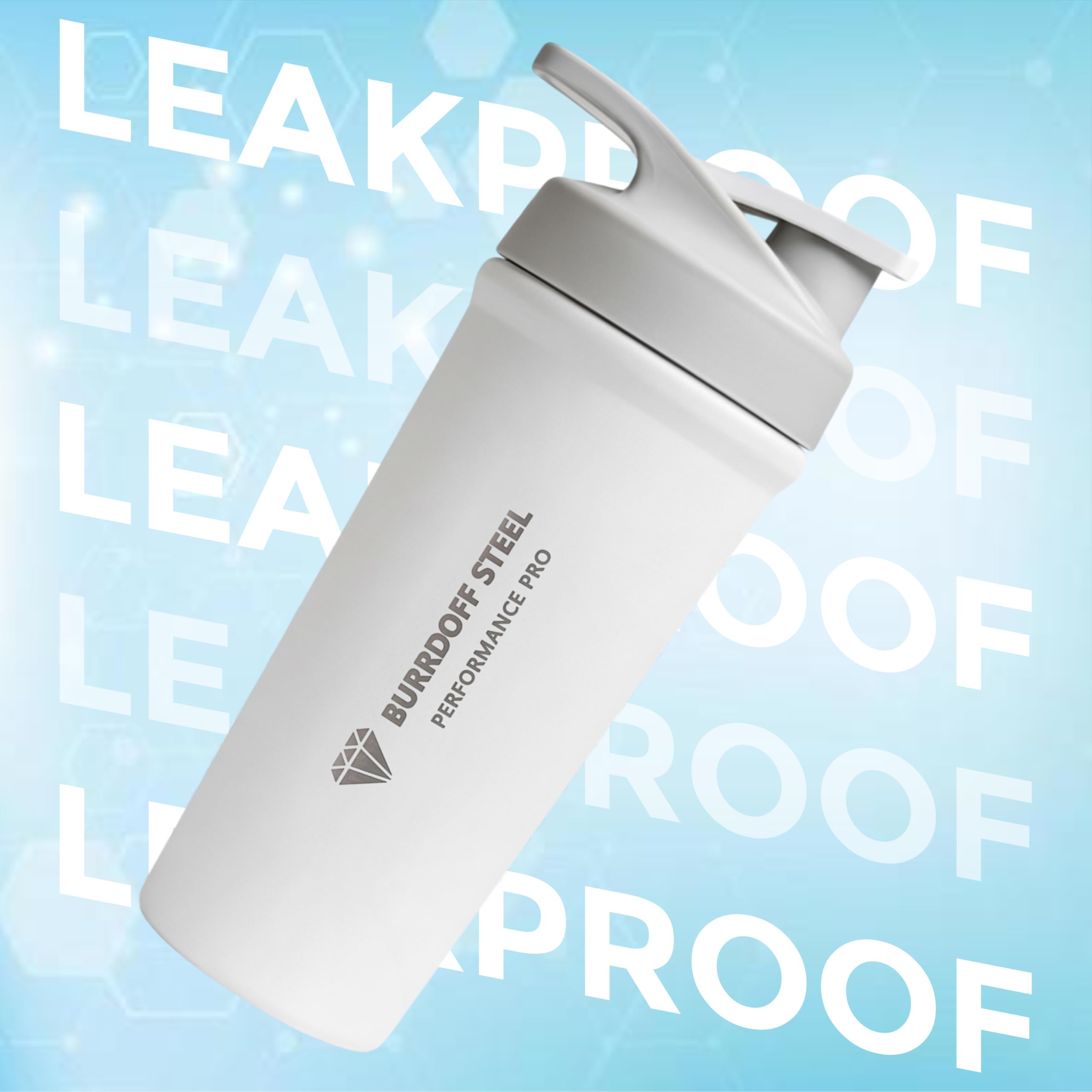 BURRDOFF Steel Performance Pro Shaker for Gym (850ML), Protein Shaker Bottle, Steel Shaker Bottles for Gym Bottle, Metal Shaker for Gym with Measurement (White) — Amazon image 4