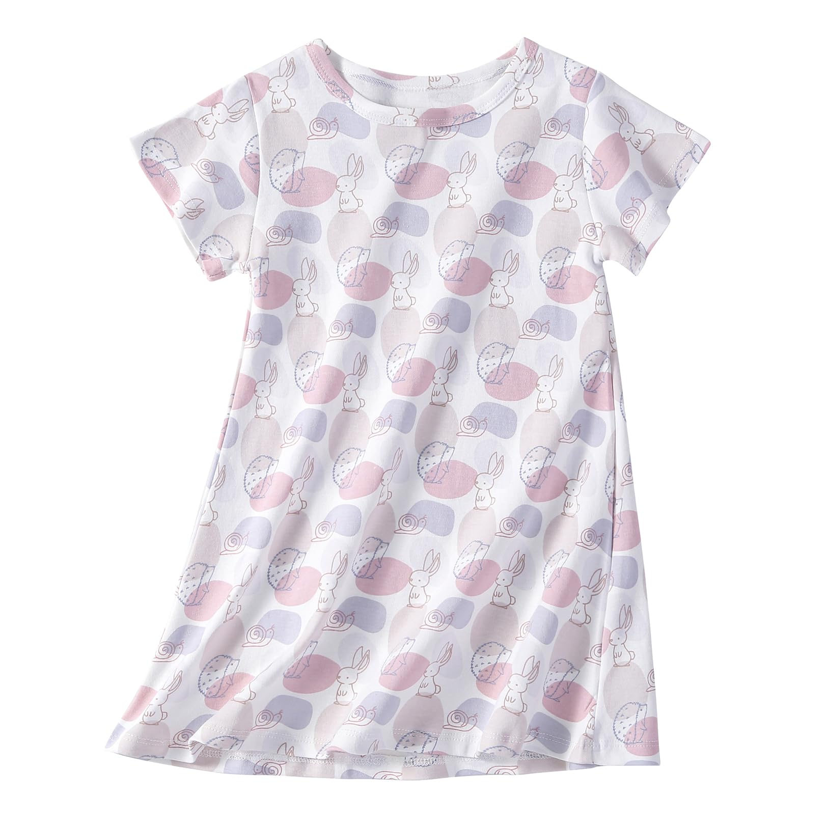 Xrknofio Girl's Cotton Nightgowns Short Sleeve Princess Sleep Shirts Comfy Nightdress Sleepwear