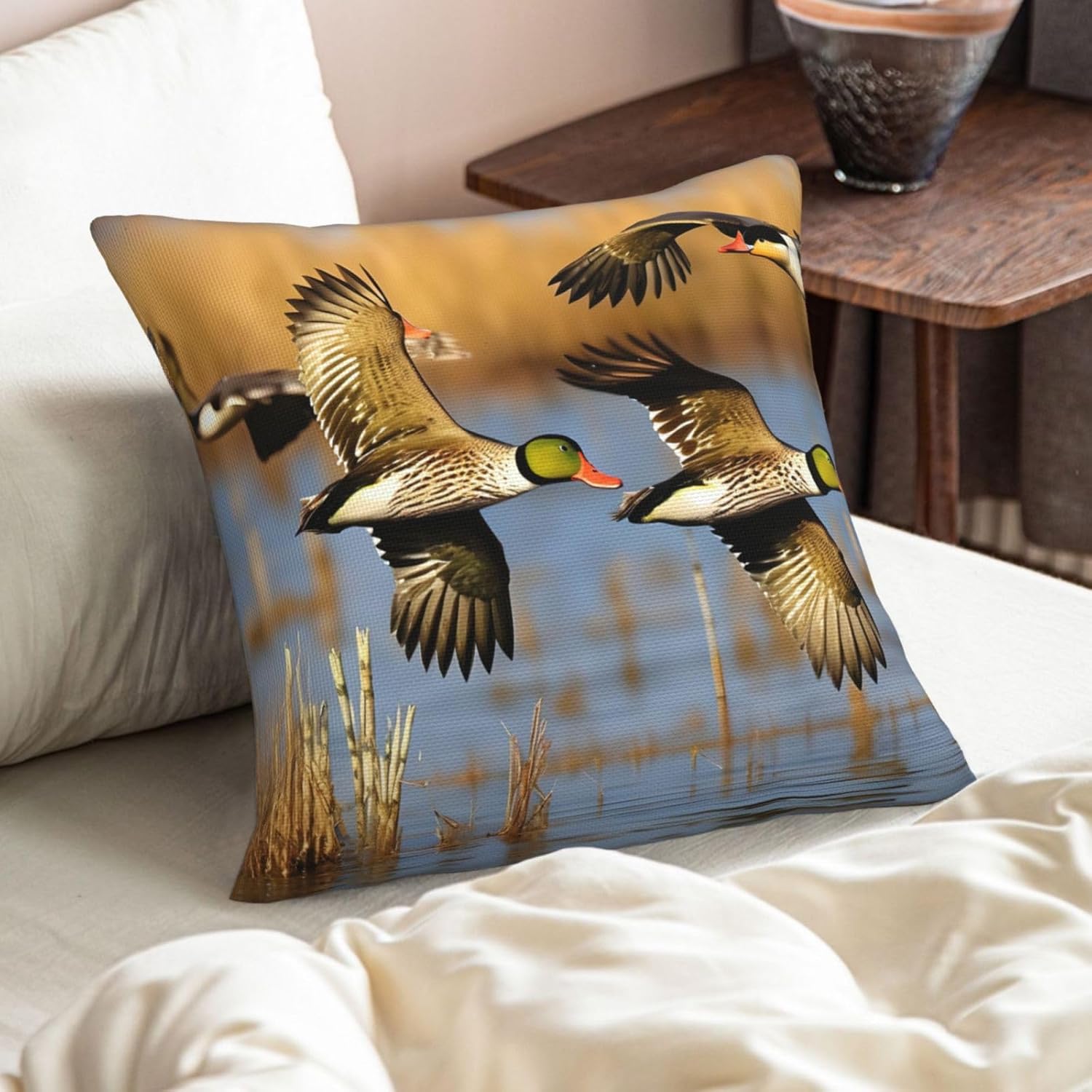 Hunting Fly Wild Imitation Linen Pillowcase -2 Sets, Fashionable Home Decoration, Used for Sofas, Gardens, beds