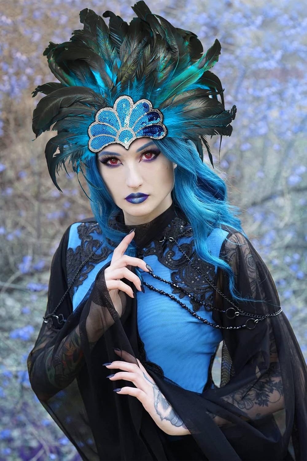 HOMELEX Women's Black Feather Headpiece Carnival Caribbean Headdress Showgirl Accessories - Image 4