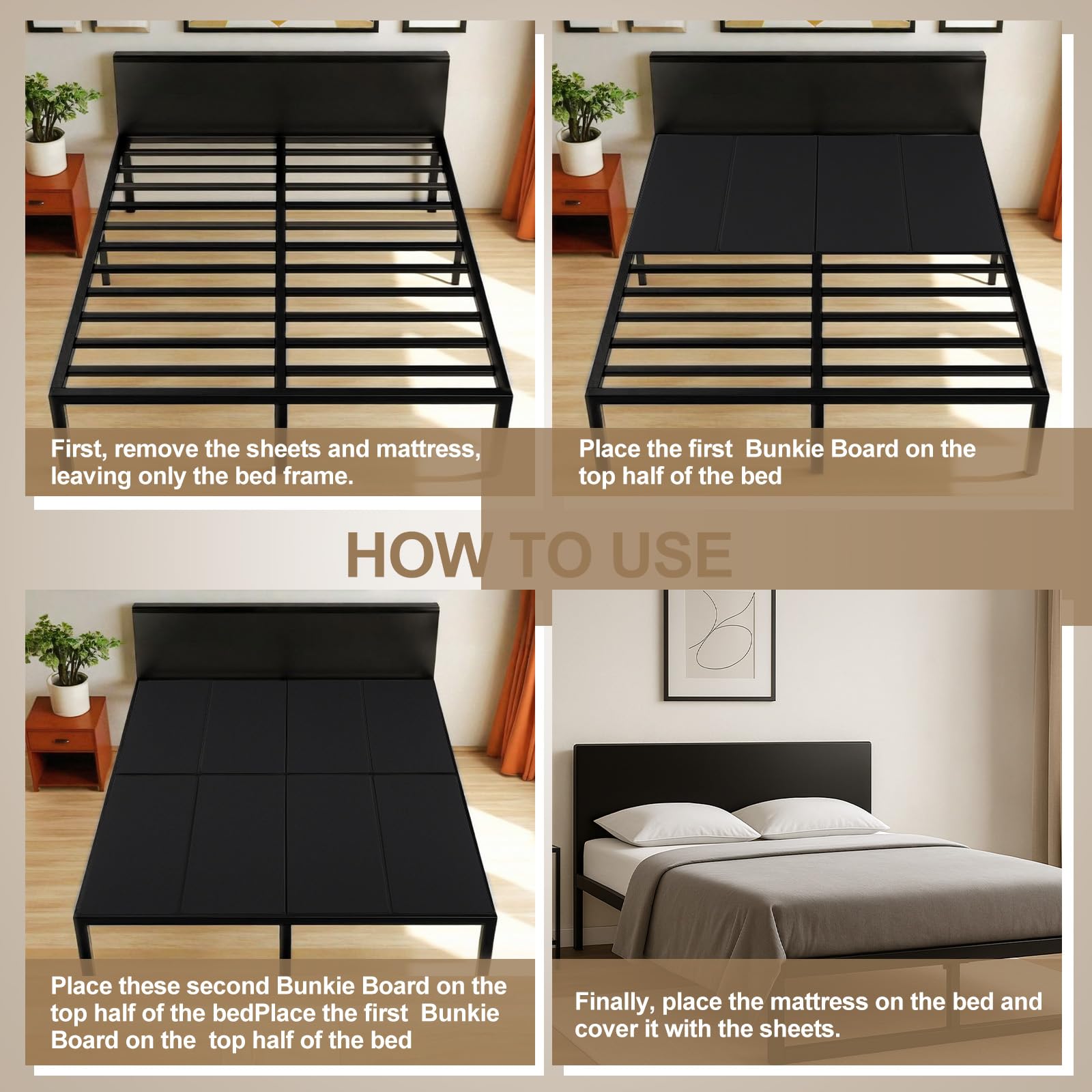 Condition photo showing New/Like New for 10mm Bunkie Board Queen Size 60 x 80'' Queen Bunkie Board Moisture Resistant Sleeper Sofa Support Bed Boards for Under Mattress Metal Frame Low Profile Bed Support Platform Beds Pull out Couch