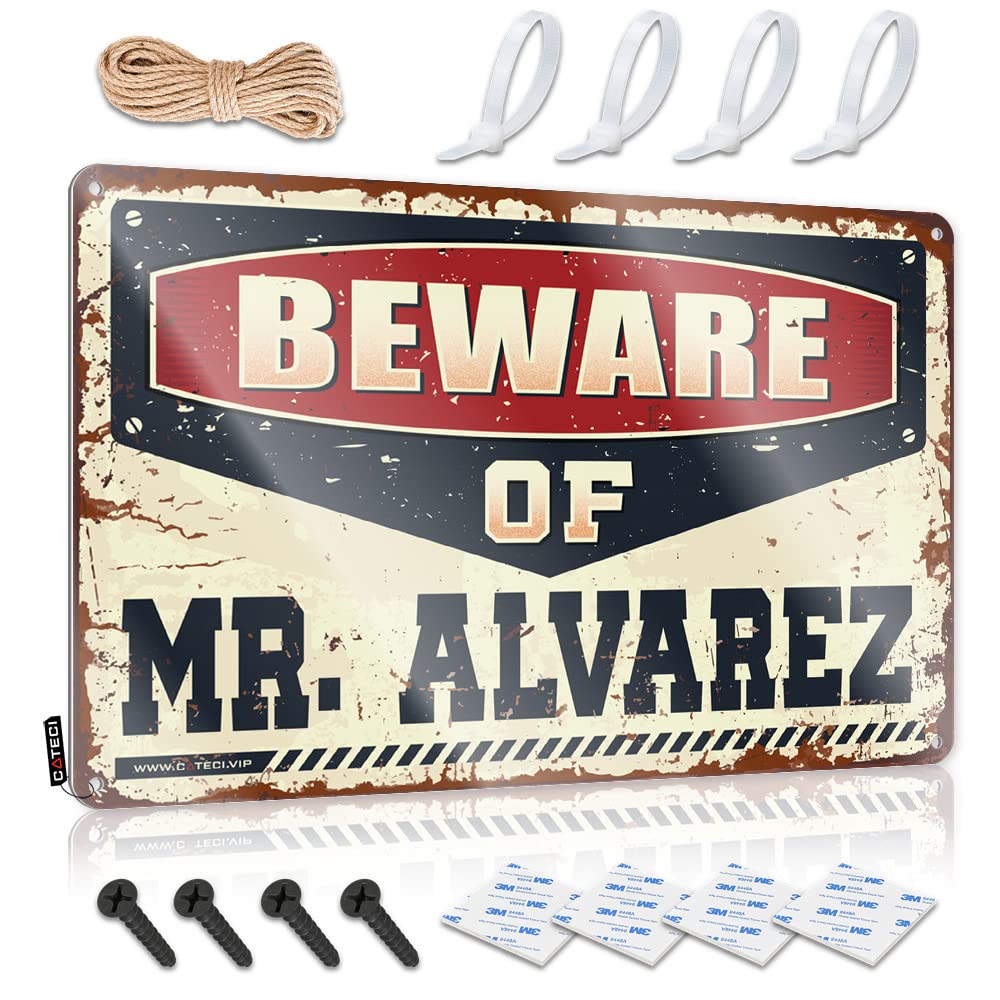 Beware Of Mr. Alvarez Stitch Sarcastic - Tin Metal Sign Sweet Vintage Wall Art(20X30CM)