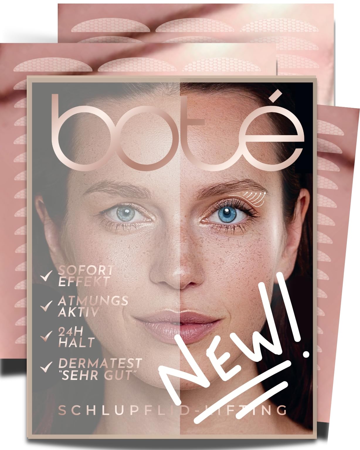 BOTÉ 132x Eyelid Tapes - Eyelid Lift without surgery I Eyelid lifter strips invisible (M/L/XL) I Eye lift tape for droopy lids, eye tape for hooded eyes (starter set)