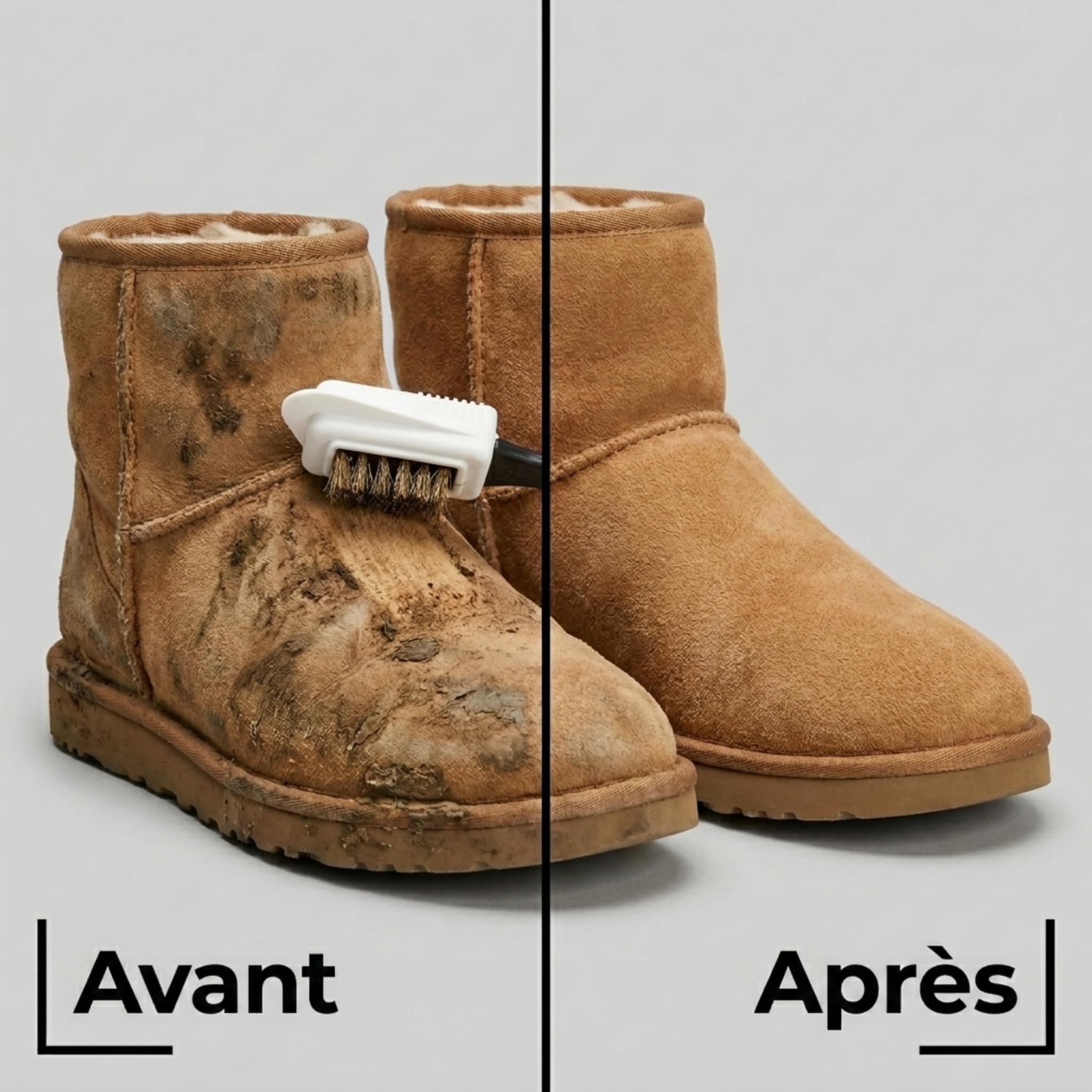 Kaps Brosse de Qualité pour Nettoyer Les Chaussures, Brosse Multifonction à 4 Côtés pour Le Nubuck et Le Daim, Poils en Laiton