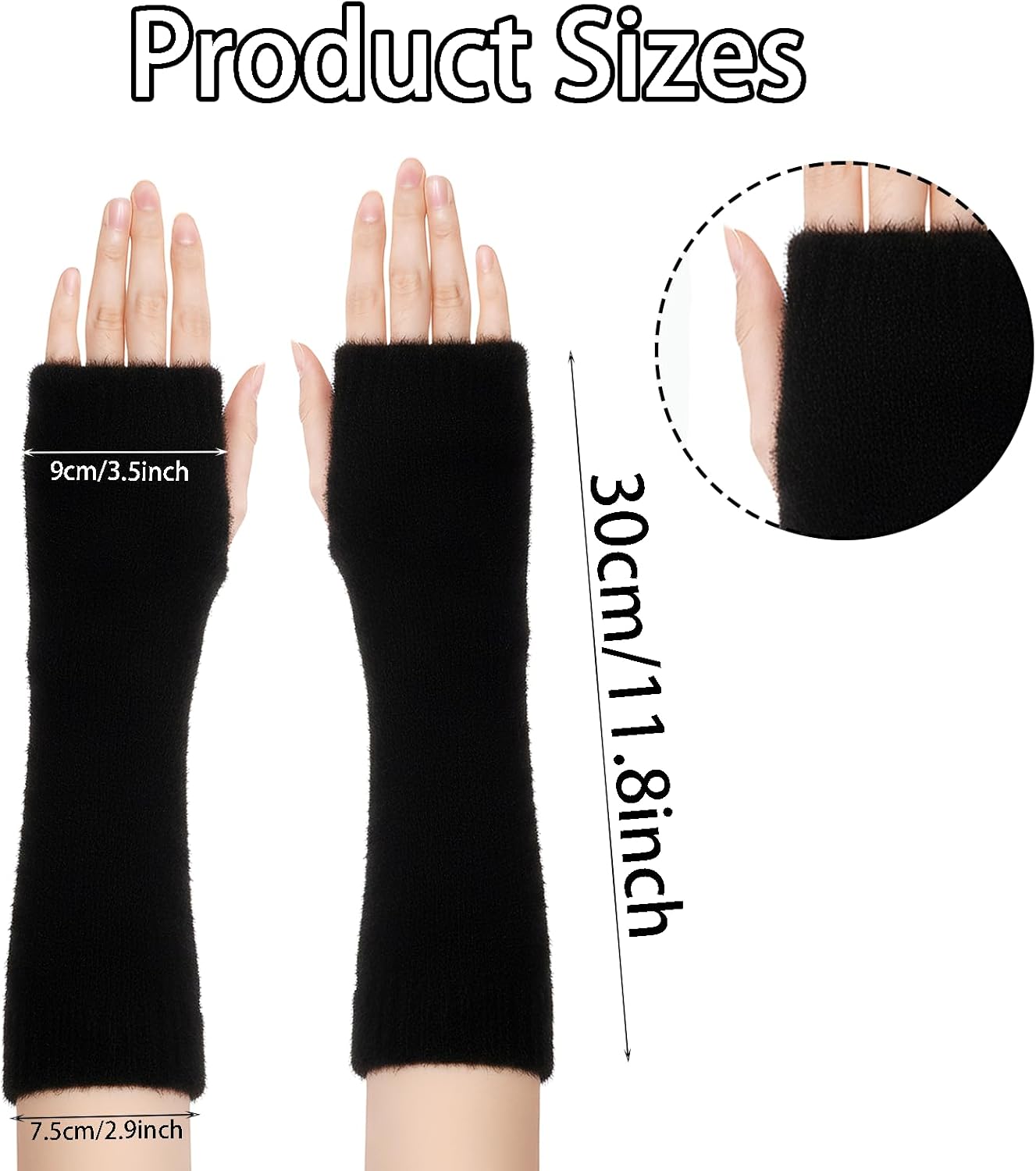 Yolyoo Winter Arm Warmers Women Kawaii Fuzzy Fingerless Gloves Y2k Fluffy Arm Warmers with Thumb Hole for Winter Accessories