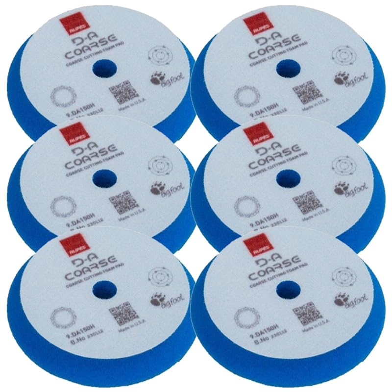 RUPES D-A Series 6" Orbital Foam Polishing Pads Bundle - Includes 6 Fine, 6 Ultra Fine and 6 Coarse Foam Pads - Tailored to Meet The Diverse Needs of Automotive Detailing