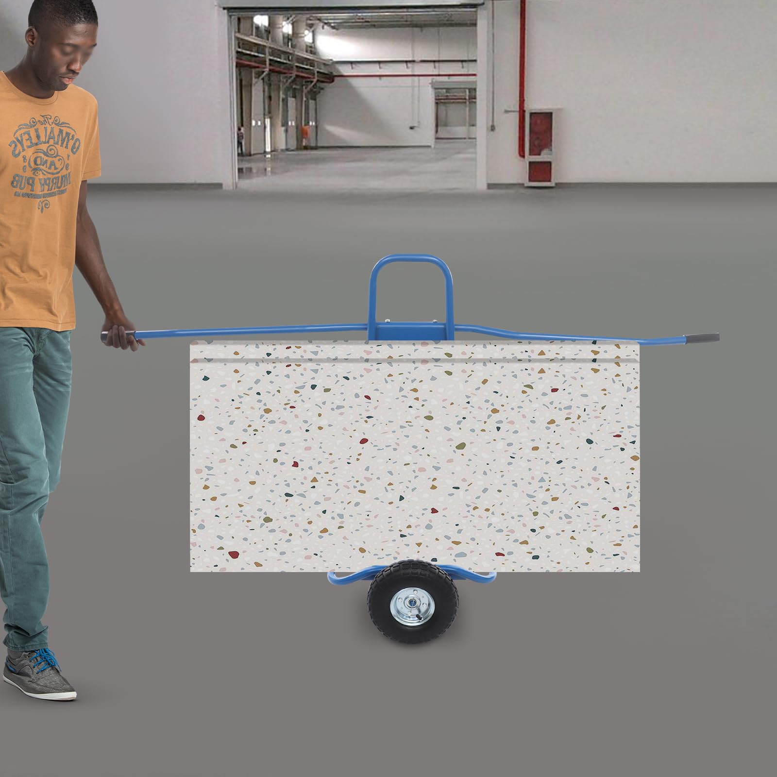 Carro de placas de yeso y paneles de madera, capacidad de carga de 220 kg, con asas de doble cara y ruedas grandes (26 cm), ideal para paneles de yeso, renovación, almacén, obra, color azul