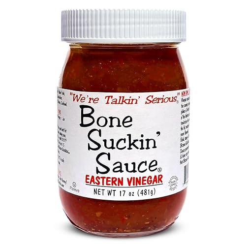 Salsa Bone Suckin’ Eastern de Vinagre BBQ, Sabor Auténtico de Carolina, Picante, Sabor a Base de Vinagre, Para Pollo, Cerdo, Res, Papas, Sin Gluten,