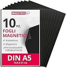 Magnetic Sheet 10 Pieces I DIN A5 I Sheet Magnetic Adhesive I Flexible Self Adhesive Cut to Size Magnetic Stick-on I for Crafting Organize Punching Storage I Mag272
