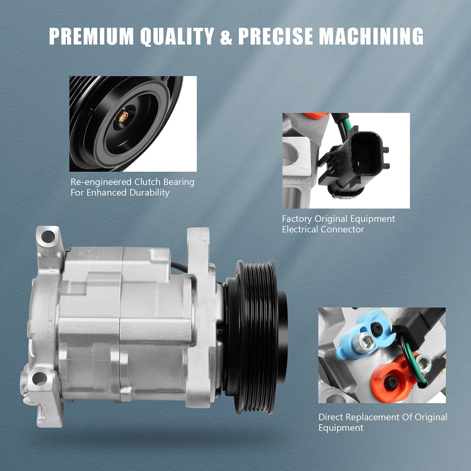 A/C Compressor with Clutch Fit for Chrysler for Town & Country 3.3L 2001-2007 for Chrysler for Town & Country 3.8L 2001-2007 Replace AC Compressor CO 29001C