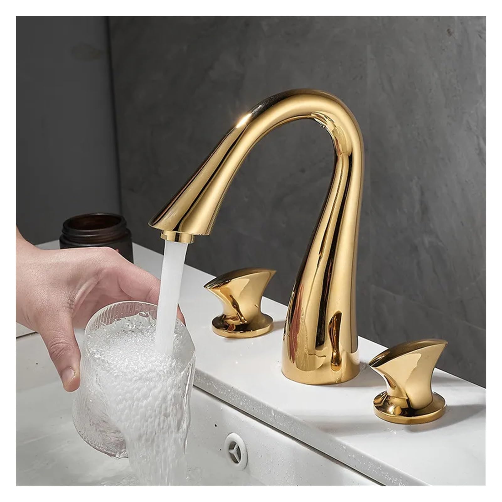 Robinet de lavabo en laiton massif or brossé et noir mat pour vasque luxueuse