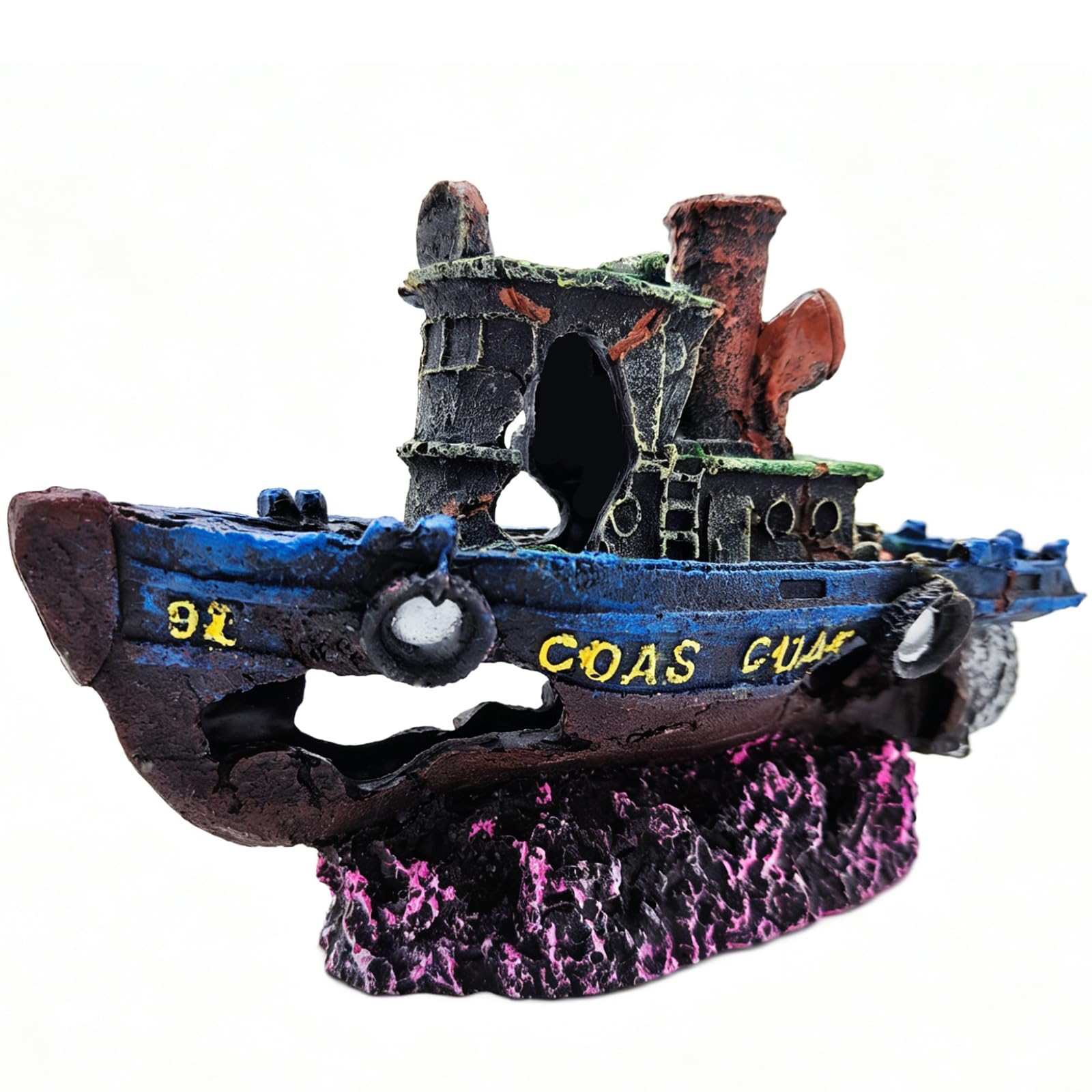 Sunken Ship Aquarium Decoration - Fish & Shrimp Hideaway -8
