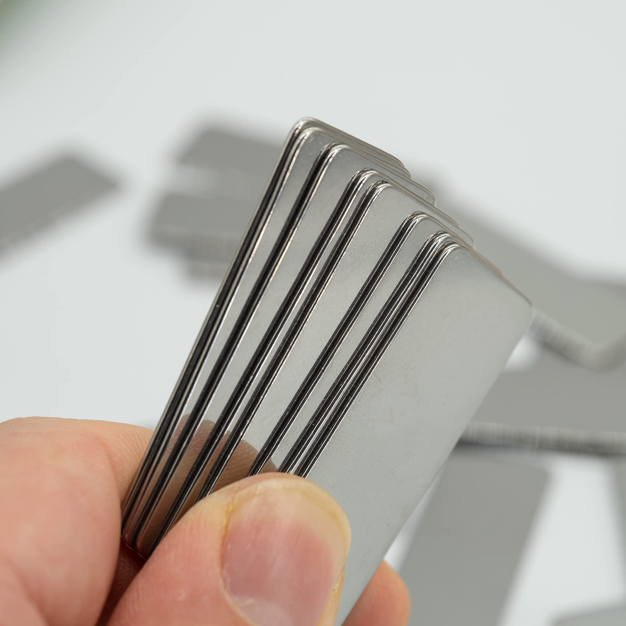 Targhette vuote in acciaio inox 304 per incisione, rettangolari, per incisione, confezione da 25, 5 x 1,8 cm