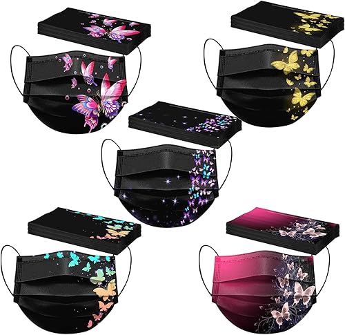 Miniatura 1 de 50 cubrebocas de mariposa, tela de protección de 3 capas, diseño de mariposa de verano para adultos y niños, regalo de fiesta al aire libre