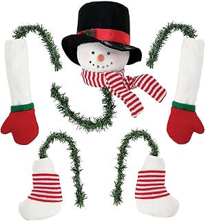 Qxiao Christmas Tree Topper Snowman Hugger Funny Christmas Tree Topper Decoration Novelty Plush Elk Santa Claus Snow Monster Hugger with Smiling Christmas Holiday Winter Home Party Decorations