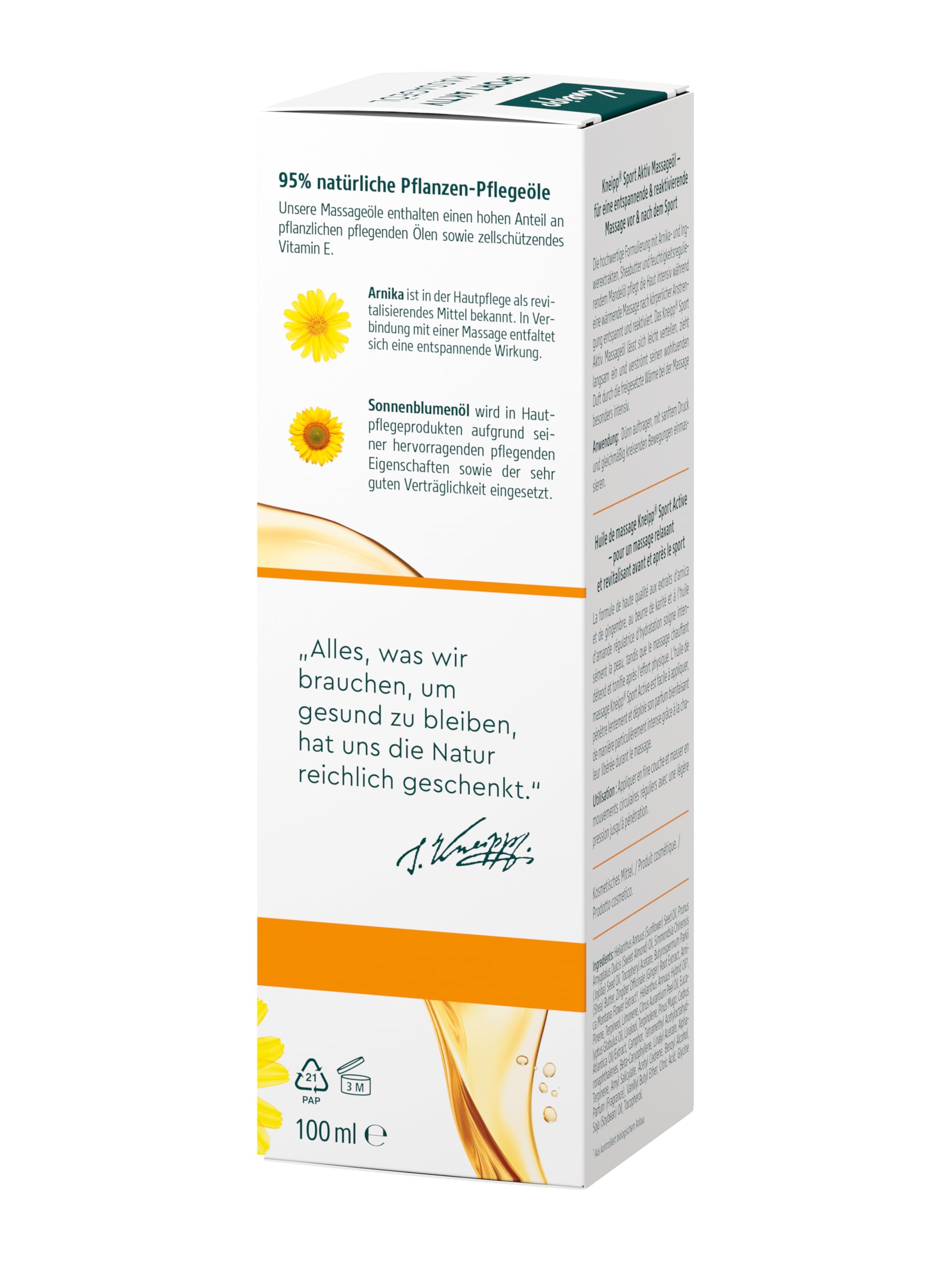 Kneipp Olejek do masażu Sport Aktiv – z ekstraktami z arniki – rozgrzewająca i reaktywująca pielęgnacja – 100 ml