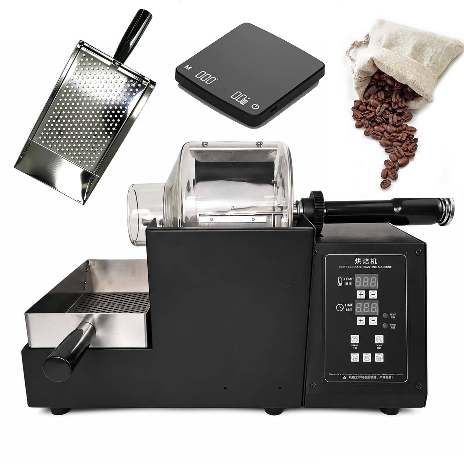 FHRKA Electric Coffee Bean Roaster, Coffee Bean Roaster Machine,Built-in Thermometer, Smart Home Coffee Bean Roaster for Shop