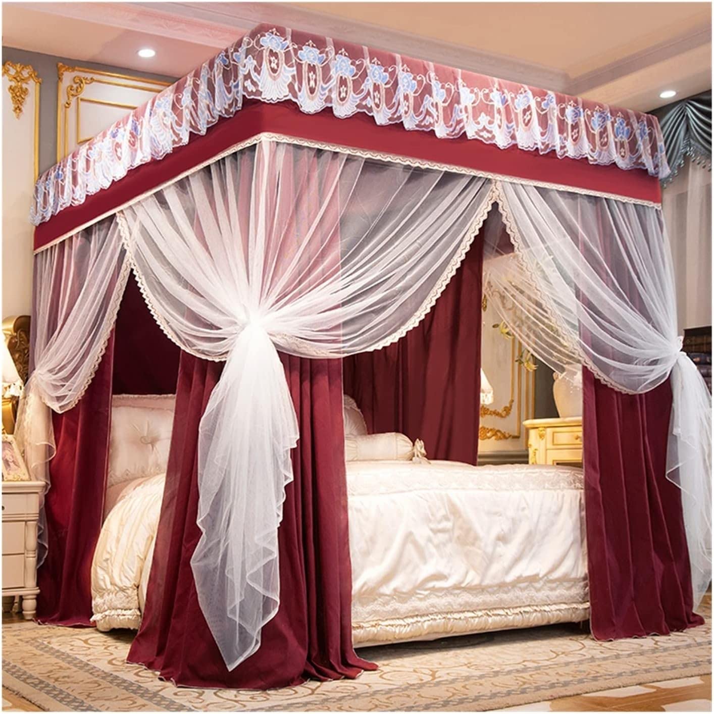 Ciel de lit avec moustiquaire pour chambre à coucher auvent tamisant et cocooning