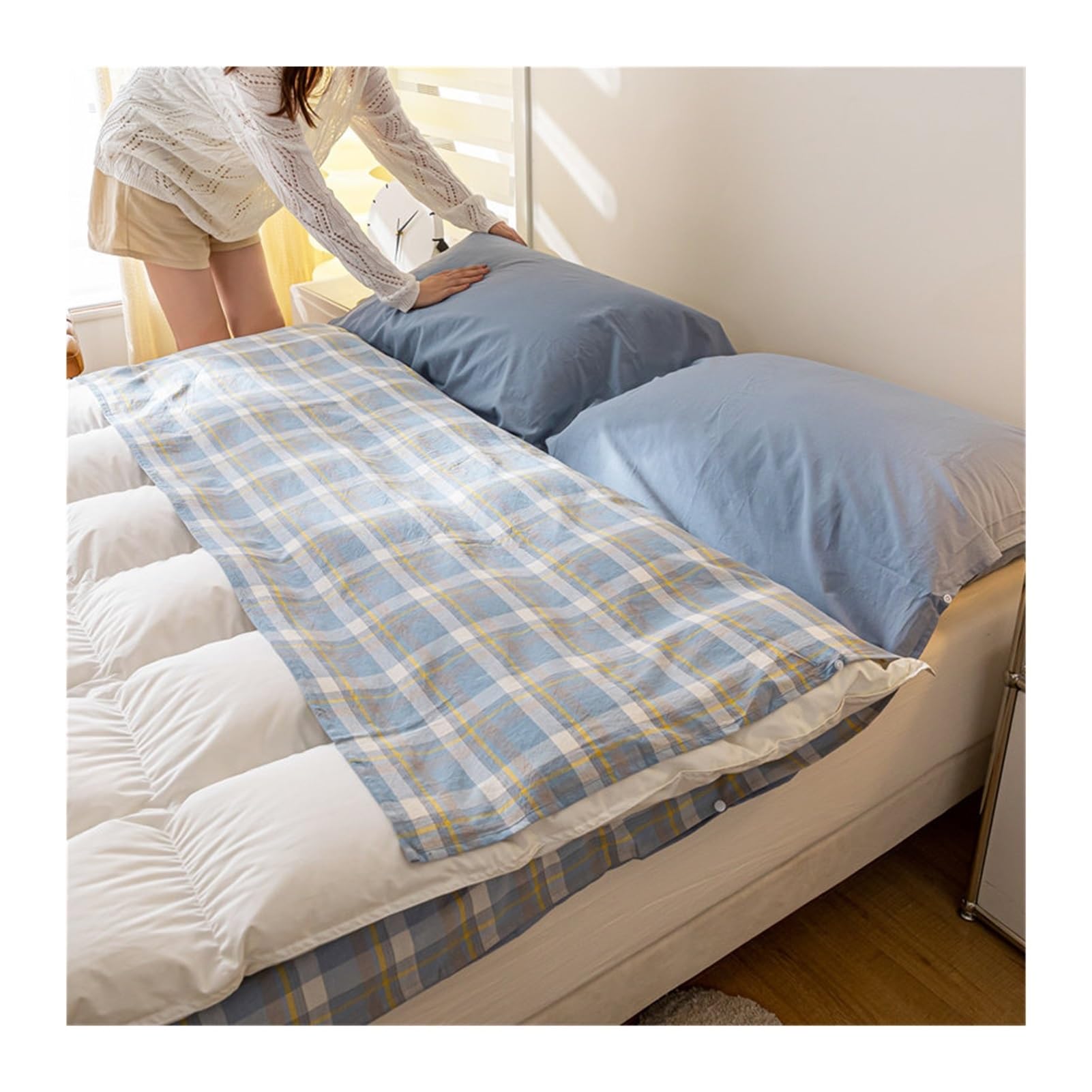 GBHMJU Ultralight Washable Washed Cotton Sleeping Bag Liner Lightweight Adult Sleep Sack Travel Sheets for Backpacking, Hotel, Camping, Hostels(Blue D,120x210cm-47x82)