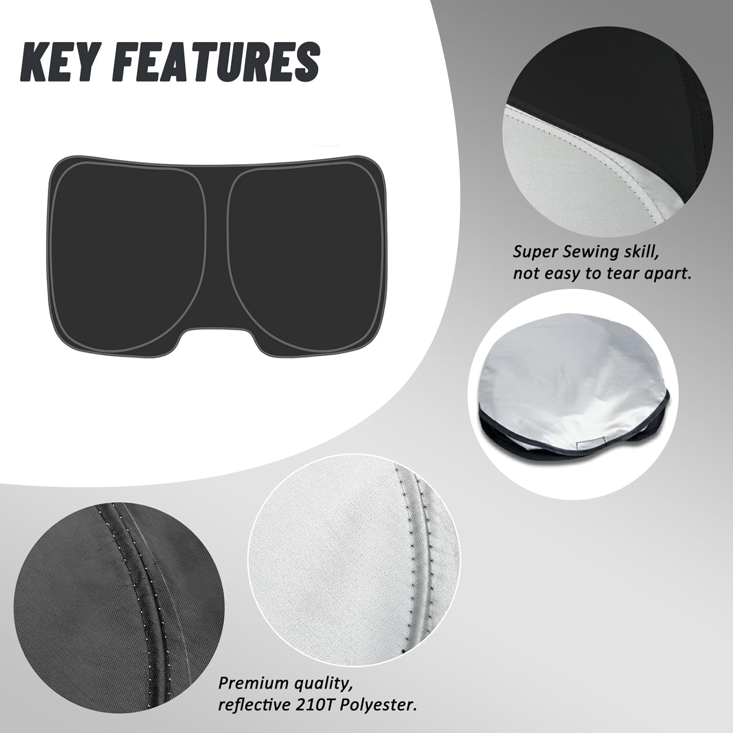 D-Lumina Rear Tailgate Window Sun Shade for 2015-2025 Fo-rd F150 F250 F350 Accessories, Window Sunshade Sun Visor Protector Block UV Rays Heat (Not for Sliding Window), Foldable 2 Layers 210T Material