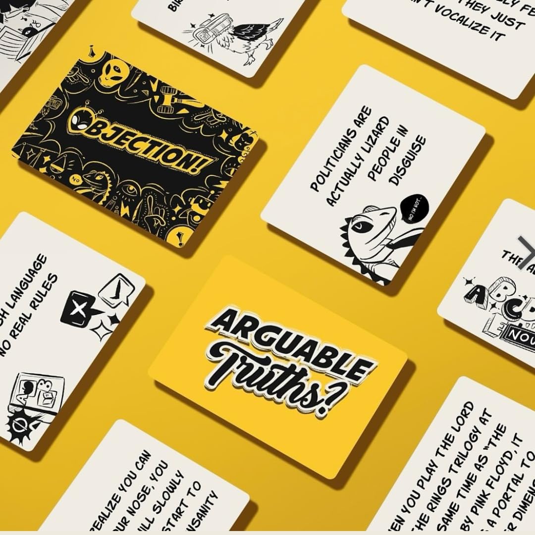 Arguable Truths? Un juego de cartas de argumentos improbables y conspiraciones ridículas | Juego de fiesta de ritmo rápido de debates y temas divertidos | A partir de 12 años | 4-8 jugadores | 325