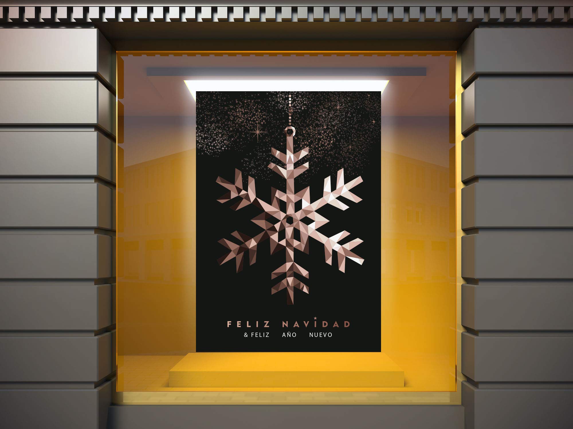 Vinyle adhésif transparent à effet miroir Joyeux Noël et Nouvel An flocon de neige | 140 x 200 cm | Vinyle économique et original | Vinyle fondé de blanc
