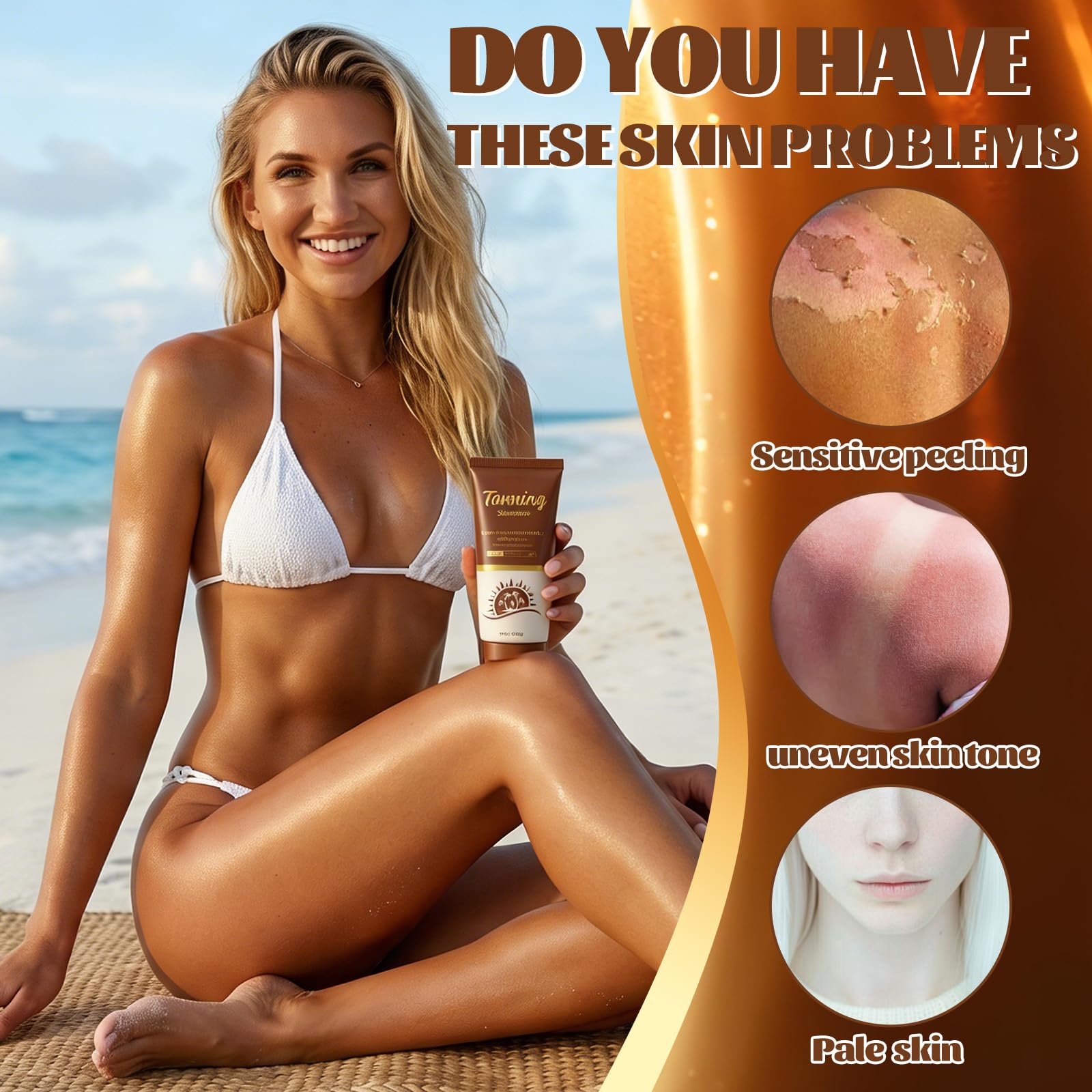 60g Potenciador del Bronceado, Crema de Bronceado Rápido, Loción Bronceadora Rápida, facilita un bronceado homogéneo en cuerpo y rostro, textura ligera de rápida absorción