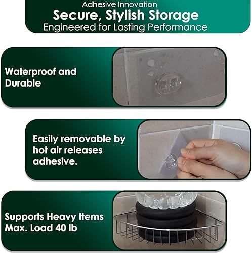 Miniatura 3 de Almohadillas Adhesivas para Organizador de Ducha, Calcomanías Adhesivas de Repuesto, Tiras para Canasta de Estante, Ganchos Fuertes para Baño,