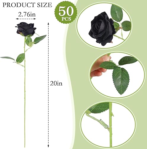 Miniatura 9 de 50 rosas artificiales para arreglos florales, ramo de rosas blancas de seda para decoración del hogar, rosas sintéticas para fiestas del día de San