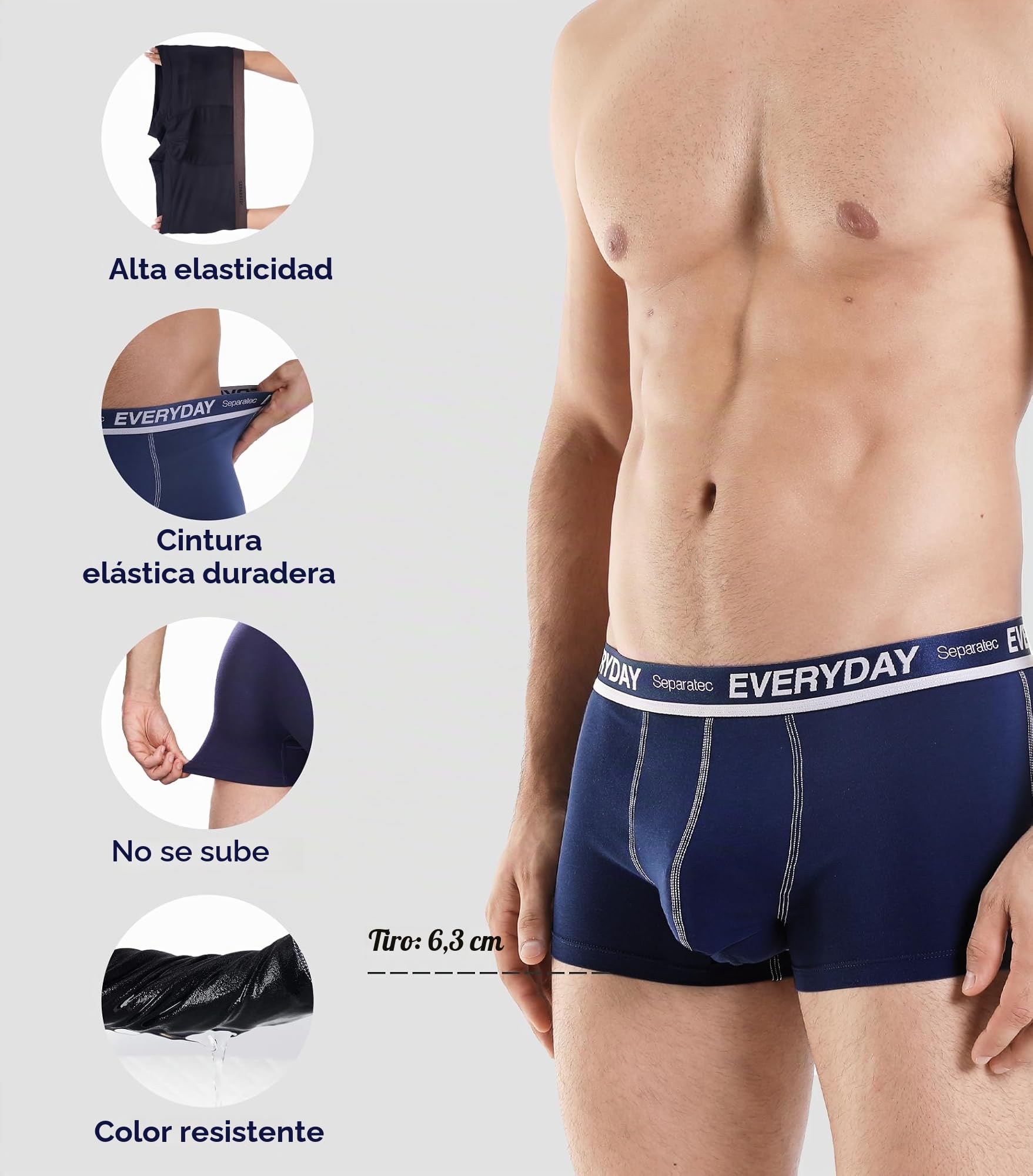 Separatec Calzoncillos bóxer para Hombre Algodón Suave con Bolsas separadas Ropa Interior Paquete de 7 Calzoncillos bóxer Elegante Traje de baño Multicolor