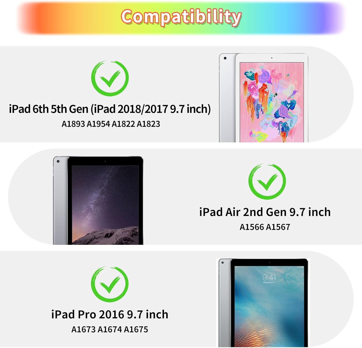 WESADN for iPad 9.7 Case iPad 6th 5th Generation Cases with Screen Protector/Butterfly Kickstand/Lanyard/Keychain Rugged Case with Pencil Holder for Girls Kids iPad Air 2 Case 9.7''Rose Red