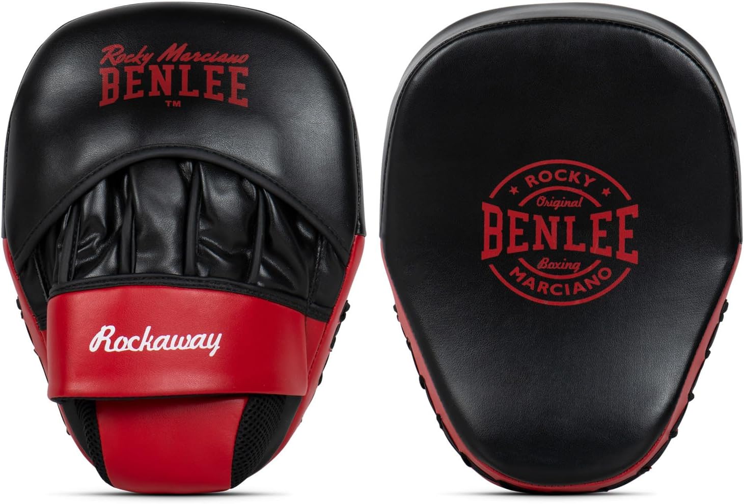 BENLEE Rocky Marciano 199356/1503 Artificial Leather Hook and Rockaway Jab Pads, Black/Red