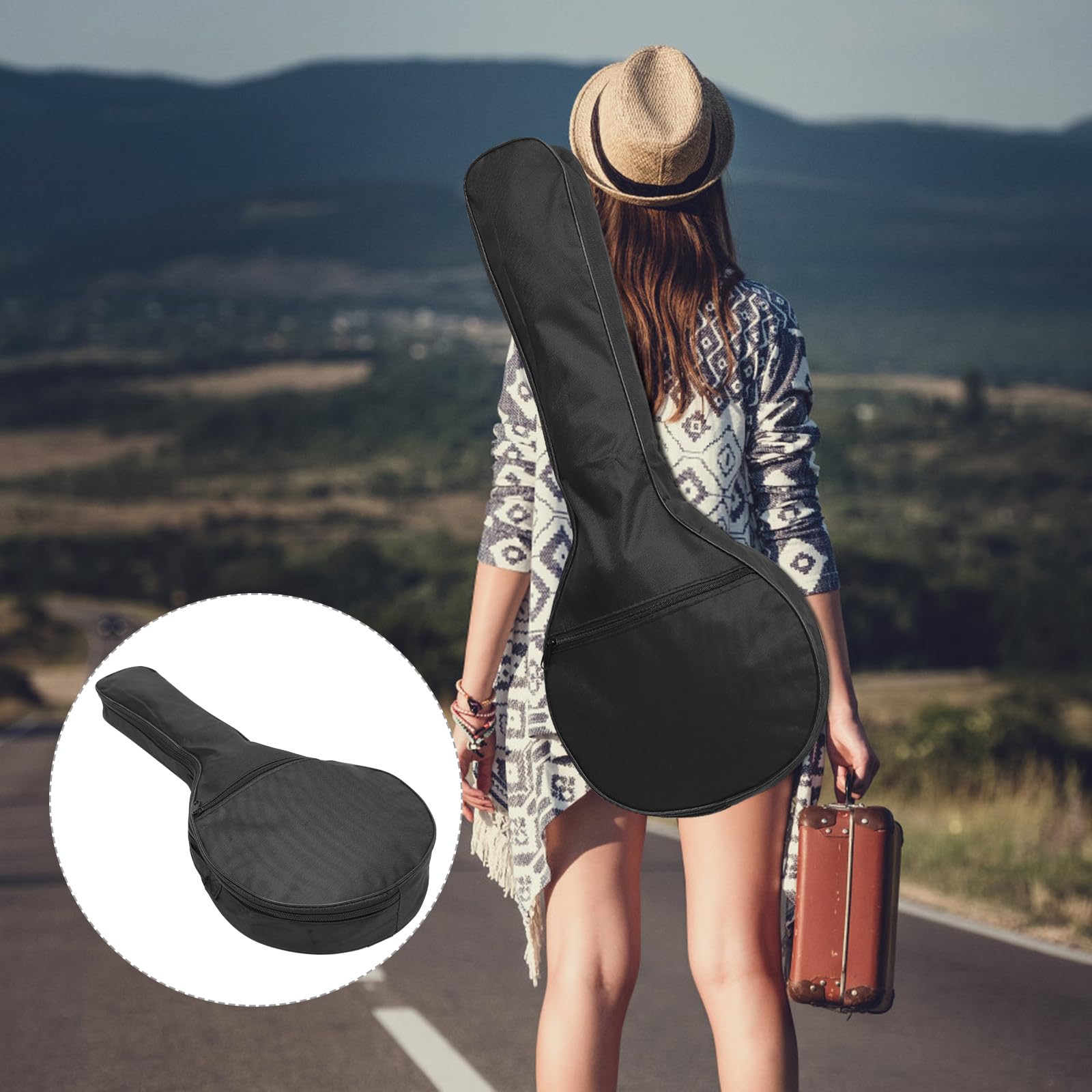 Supvox Robuste Mandolinen Schultertasche aus Oxford Gewebe Portable und Gitarrentasche Gepolstert mit Delikater Verarbeitung für Mandolinenspieler