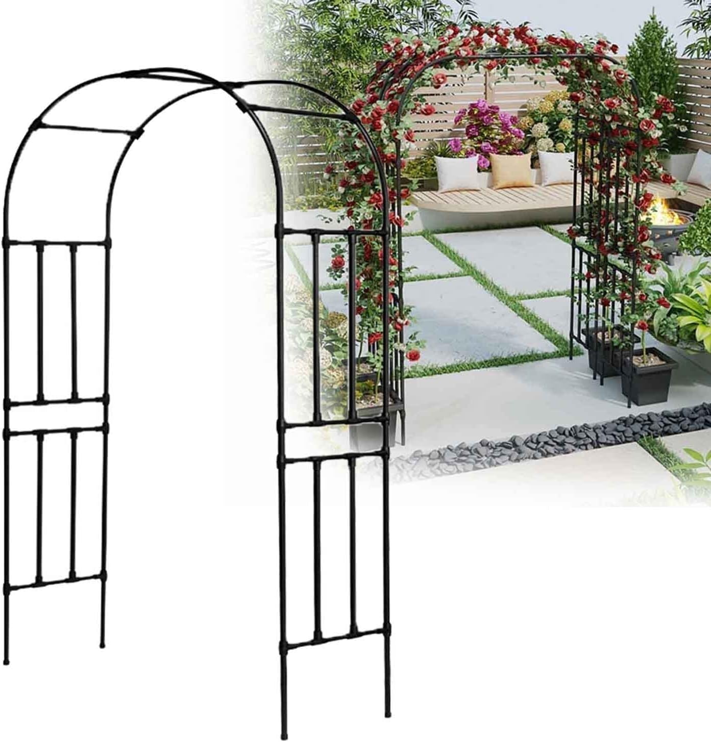 Arche de vigne en treillis de jardin grand format en métal