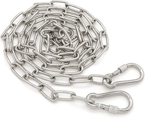 Cadena de acero inoxidable con ganchos de resorte, para interiores y exteriores, cadena de perro para mascotas, campamento, colgar ropa, silla
